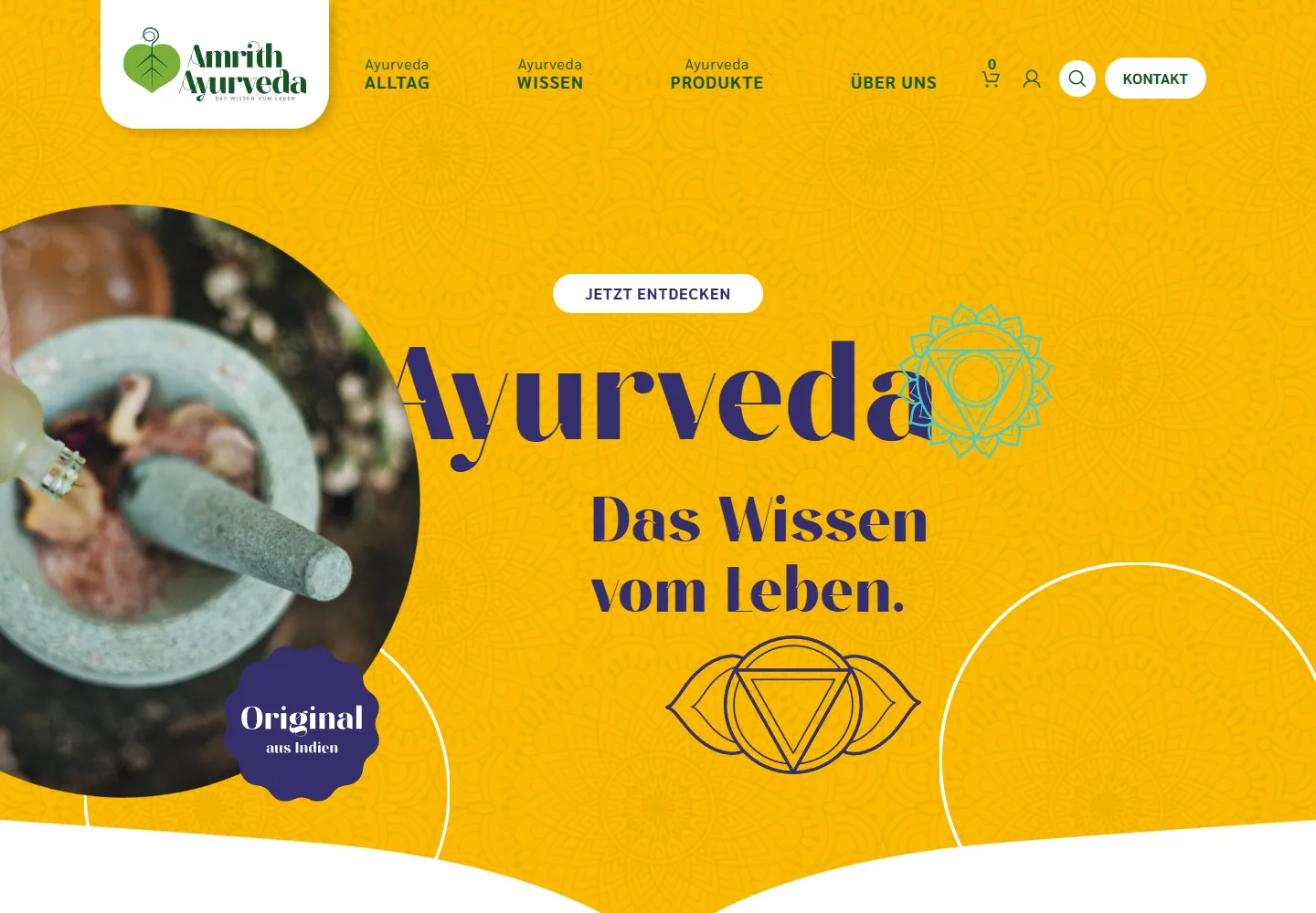 Amrith Ayurveda GmbH: Startseite in der Desktopansicht