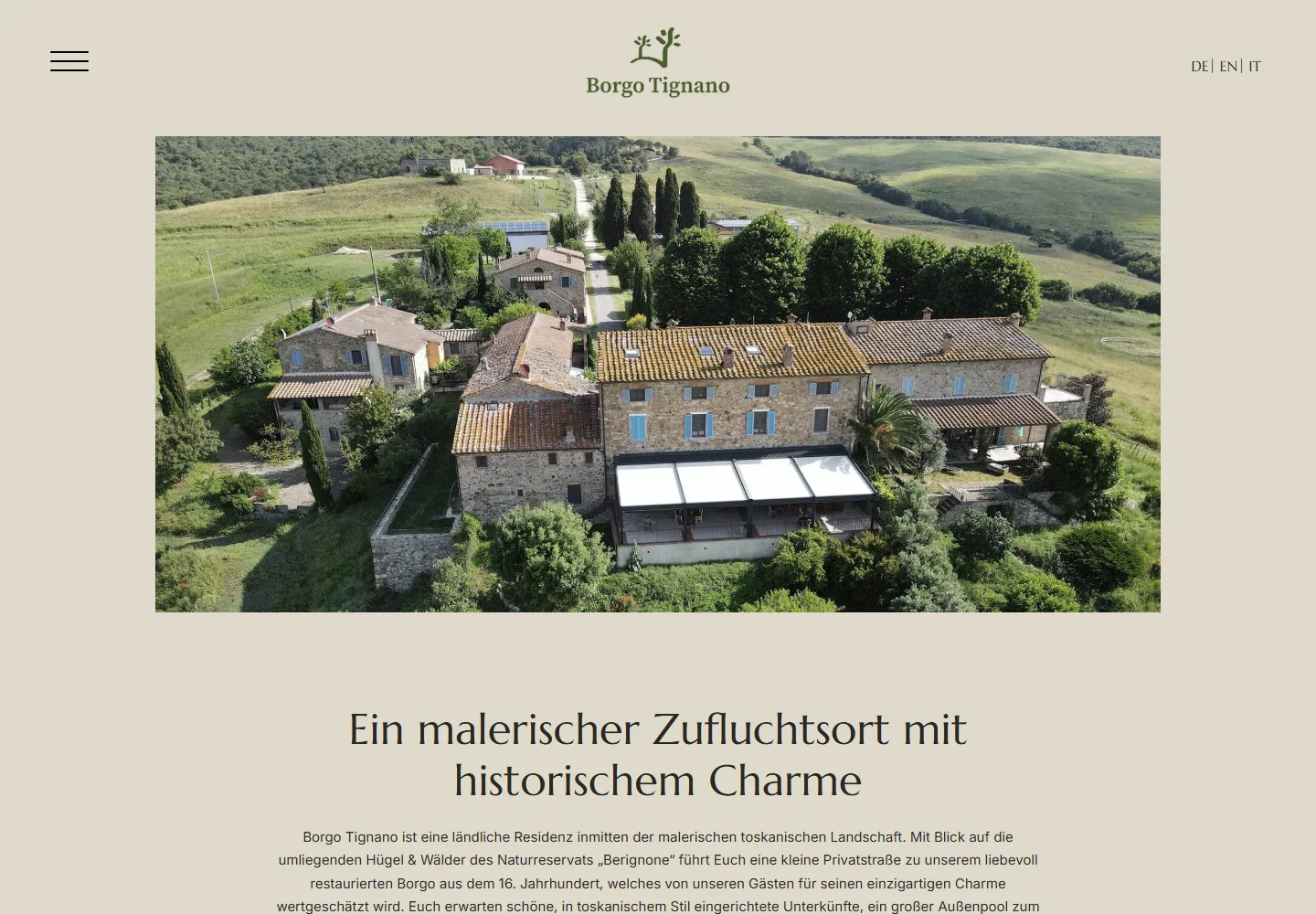 Borgo Tignano · Le Terre di Lorenzo S.r.l.: Startseite in der Desktopansicht