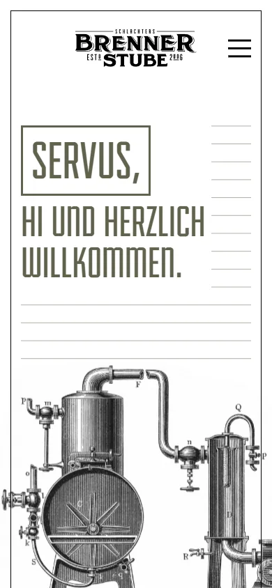 Brenner-Stube-Website in der Mobilansicht