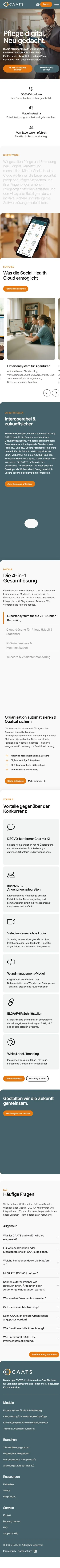 CAATS-Website in der Mobilansicht