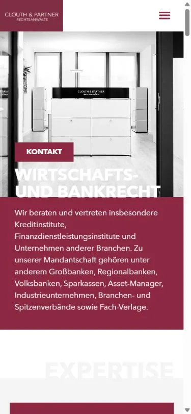 CLOUTH & PARTNER Partnerschaft von Rechtsanwälten mbB: Startseite in der Mobilansicht