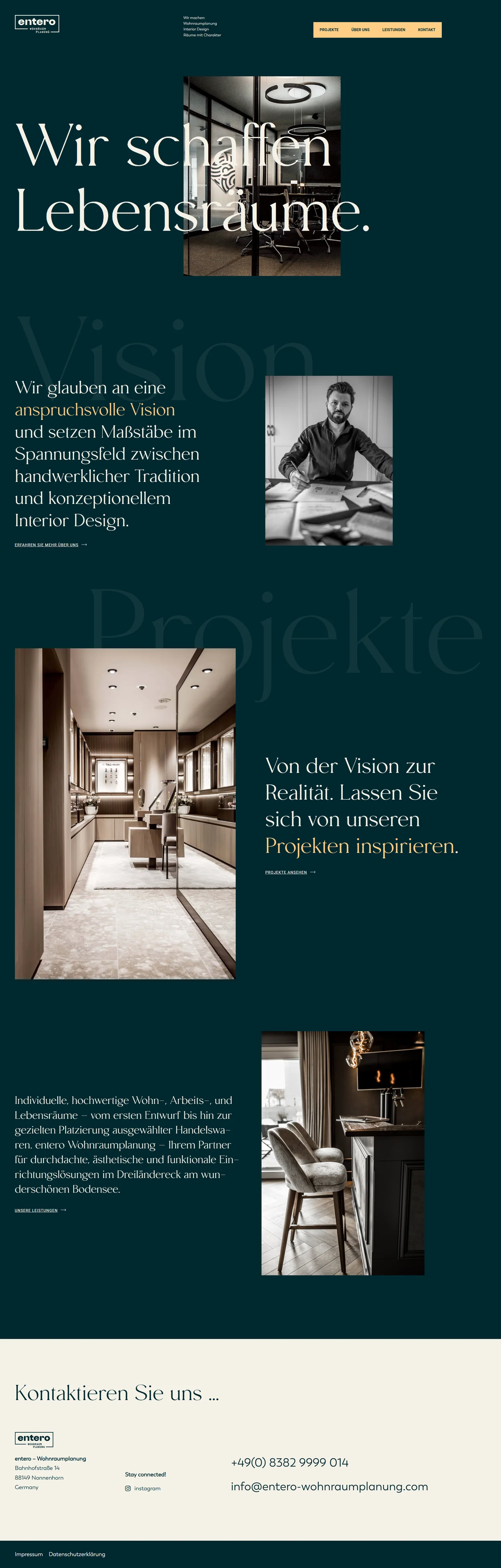entero Wohnraumplanung · Korbinian Müller & Tobias Hirlinger GbR: Startseite in der Desktopansicht