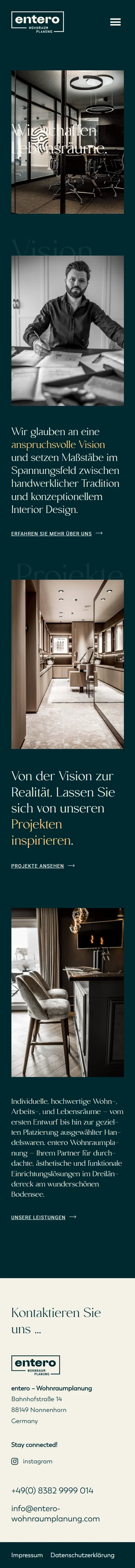 entero Wohnraumplanung · Korbinian Müller & Tobias Hirlinger GbR: Startseite in der Mobilansicht