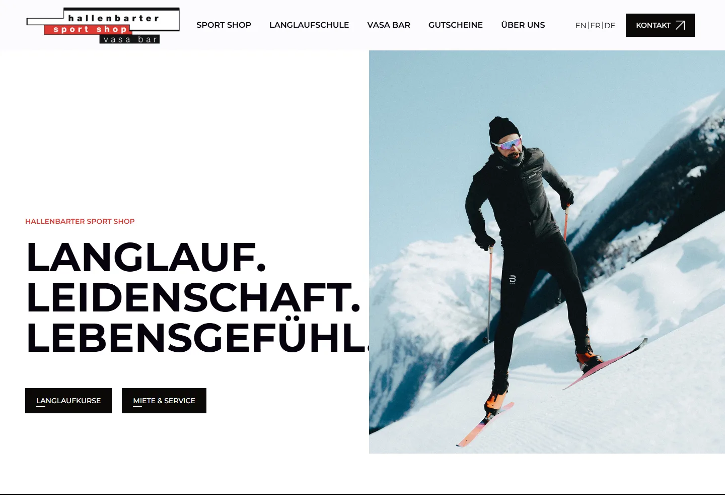 Hallenbarter-Nordic-Website in der Desktopansicht