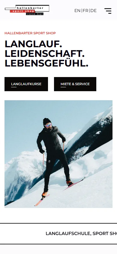 Hallenbarter-Nordic-Website in der Mobilansicht