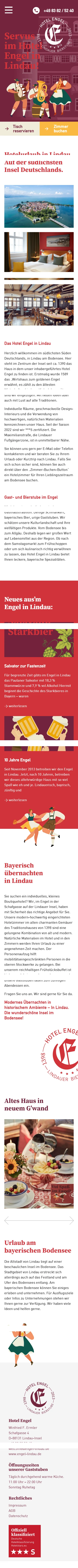 Hotel Engel GmbH: Startseite in der Mobilansicht