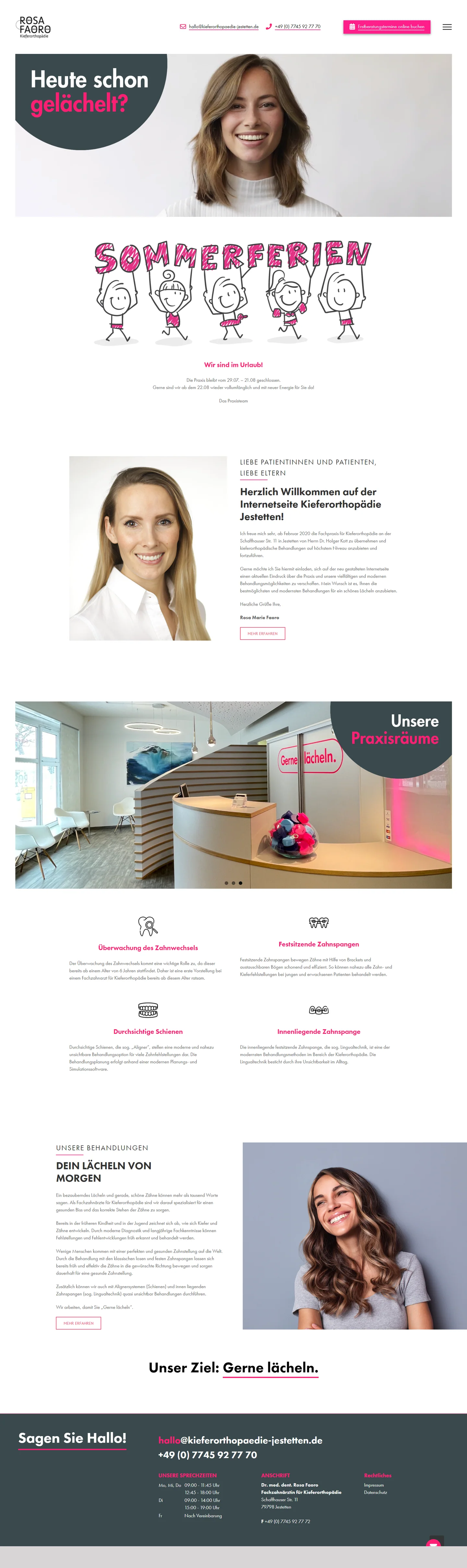 Historische RHEINSMILE Website in der Desktopansicht