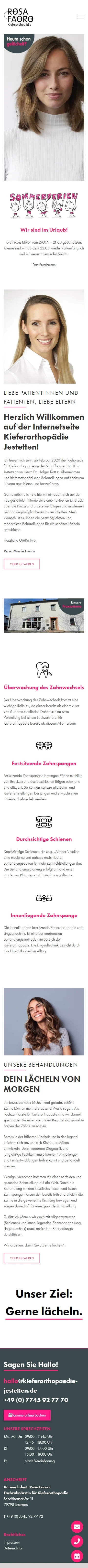 Historische RHEINSMILE Website in der Mobilansicht