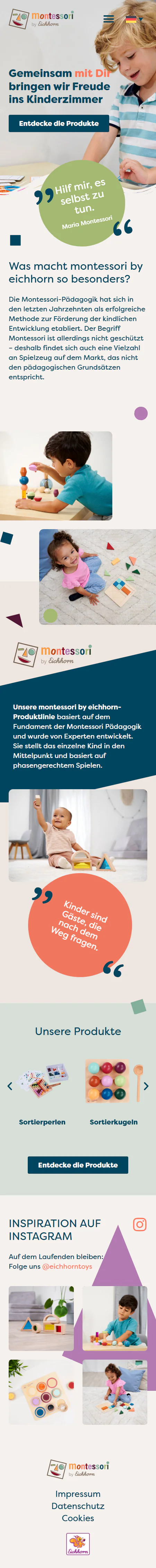 Montessori by Eichhorn · SIMBA-DICKIE-Vertriebs-GmbH: Startseite in der Mobilansicht