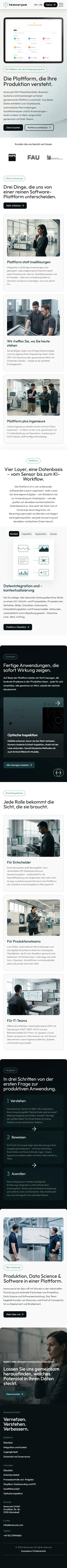 tensoryze Startseite in der Mobilansicht