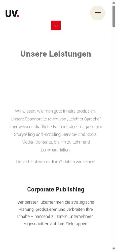 UNIVERSUM Verlag GmbH: Startseite in der Mobilansicht